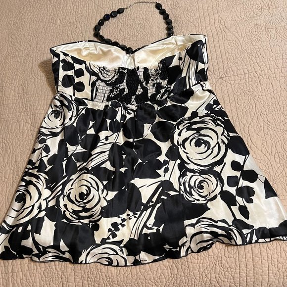 White House Black Market Small Blouse Silk Floral Sleeveless Jewel Halter top si - Picture 7 of 10